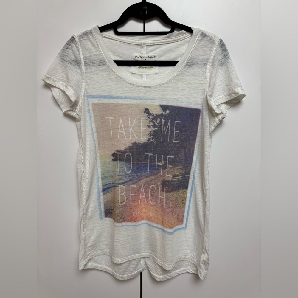 DKNY Take Me To The Beach Graphic T-shirt Size Medium